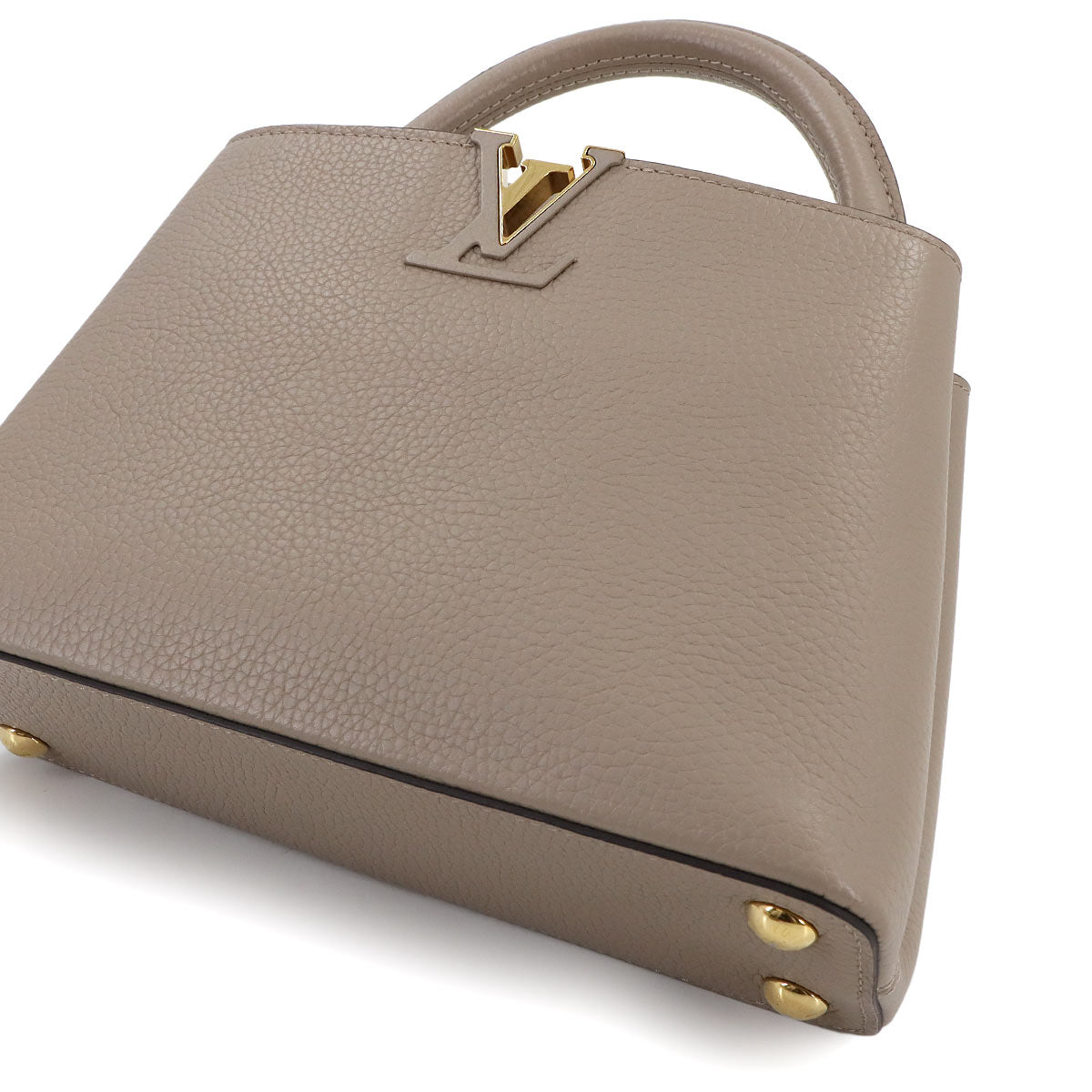 Capucines BB Hand Shoulder Bag Taurillon Leather Galet