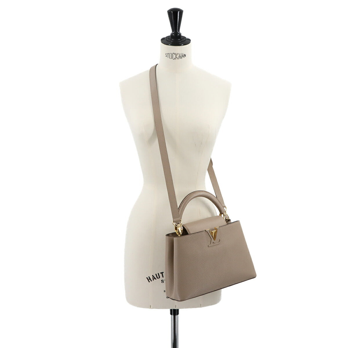 Capucines BB Hand Shoulder Bag Taurillon Leather Galet