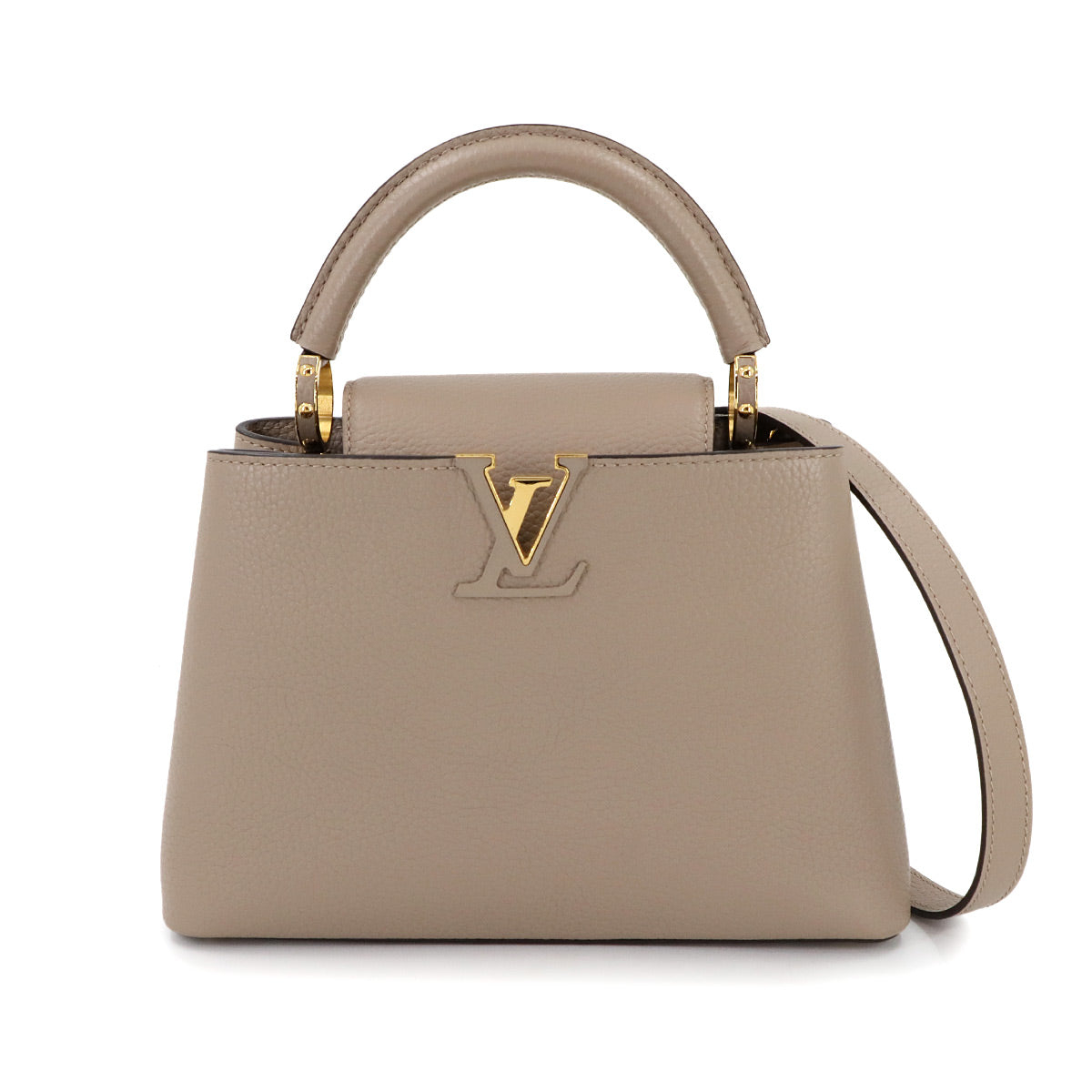 Capucines BB Hand Shoulder Bag Taurillon Leather Galet