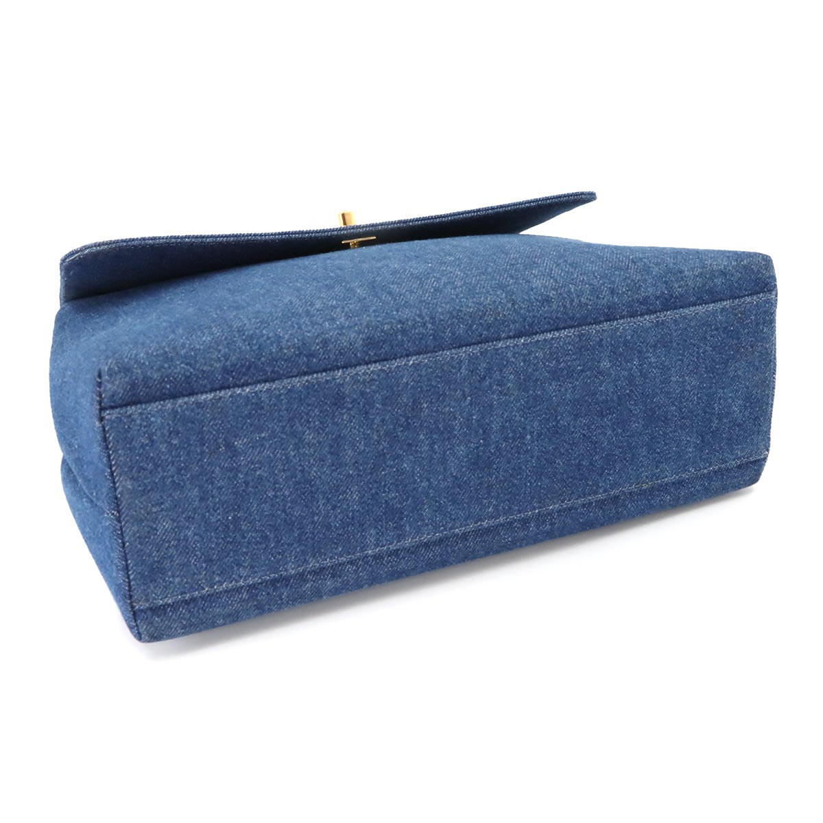 Hand Bag Denim Leather Blue Vintage Coco Logos Purse