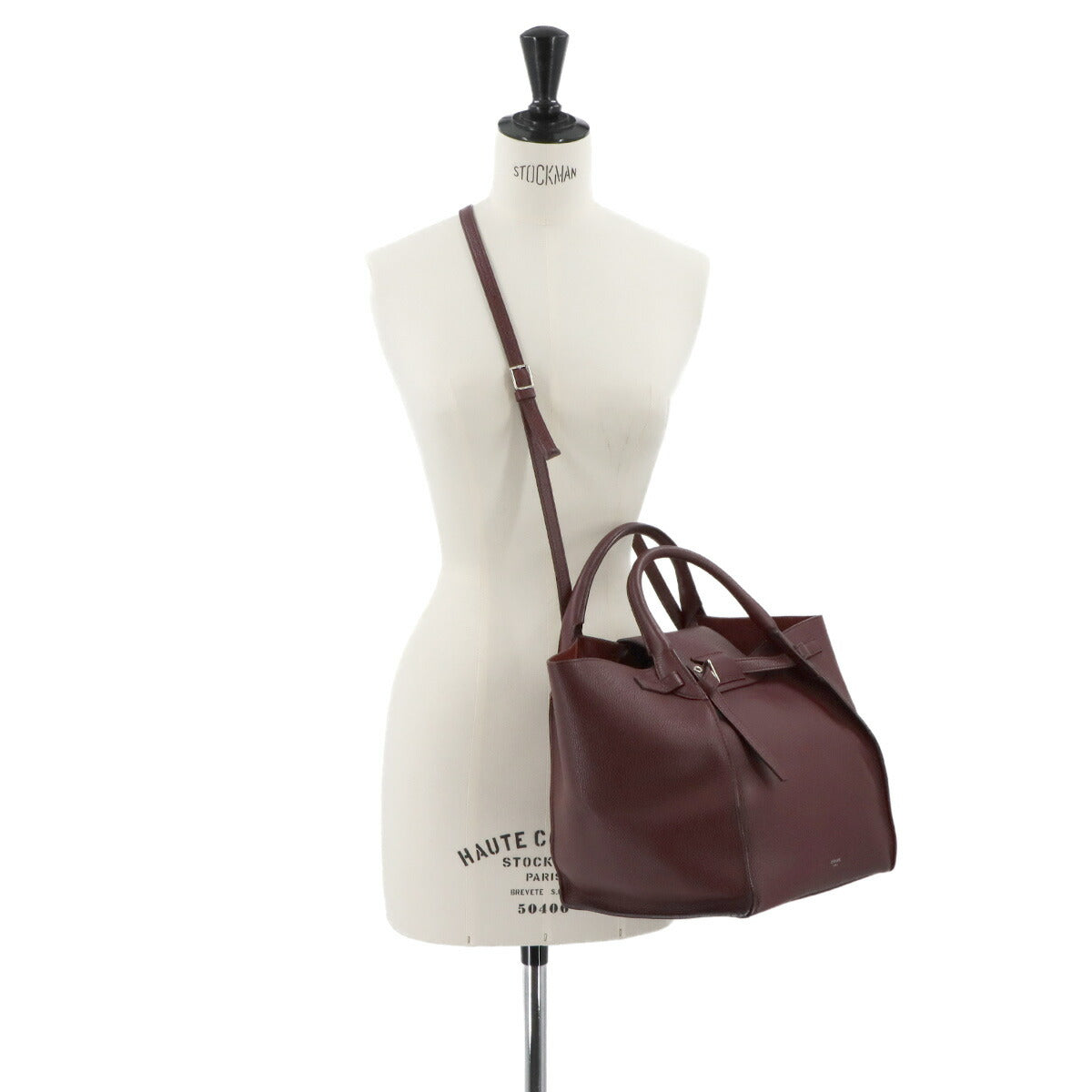 CELINE Big Bag Small With Longstrap Hand Shoulder Bag Leather Bordeaux