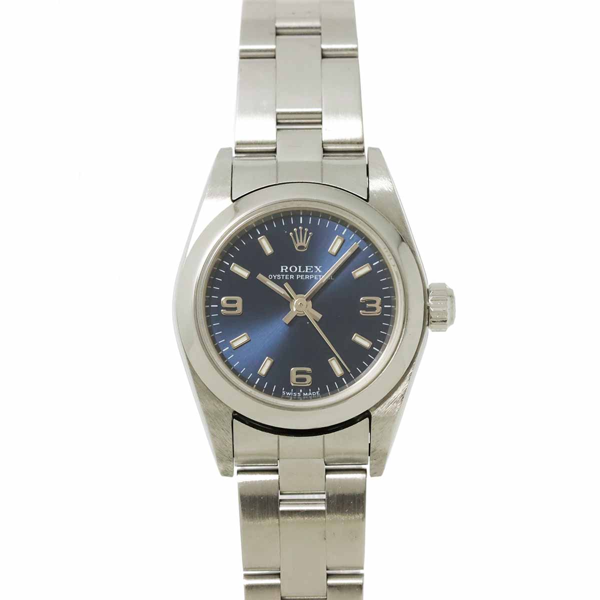 Oyster perpetual 76080 Serial K Blue Dial Ladies Watch