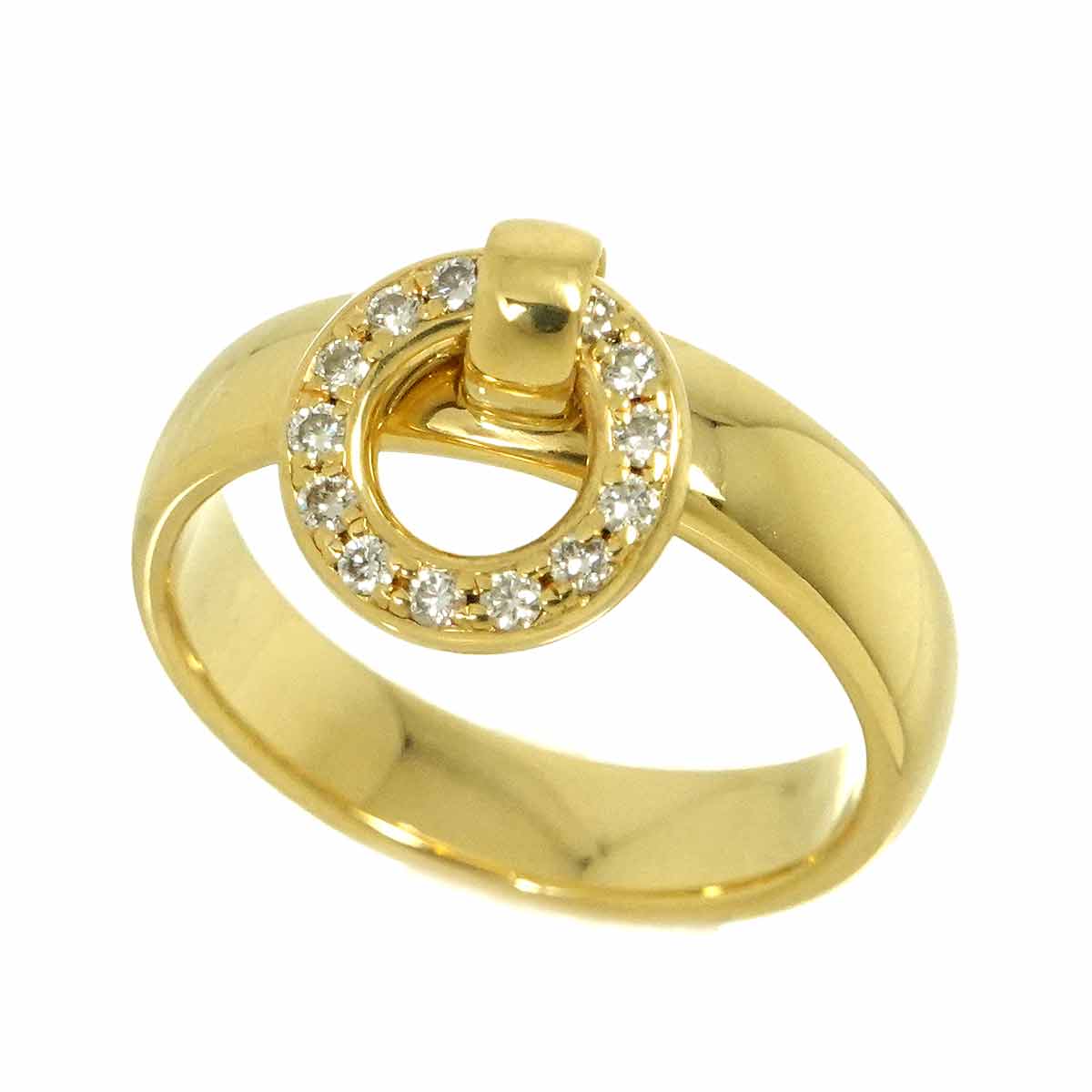 Door knock Diamond Ring 18K YG 750 size6-6.25(US)