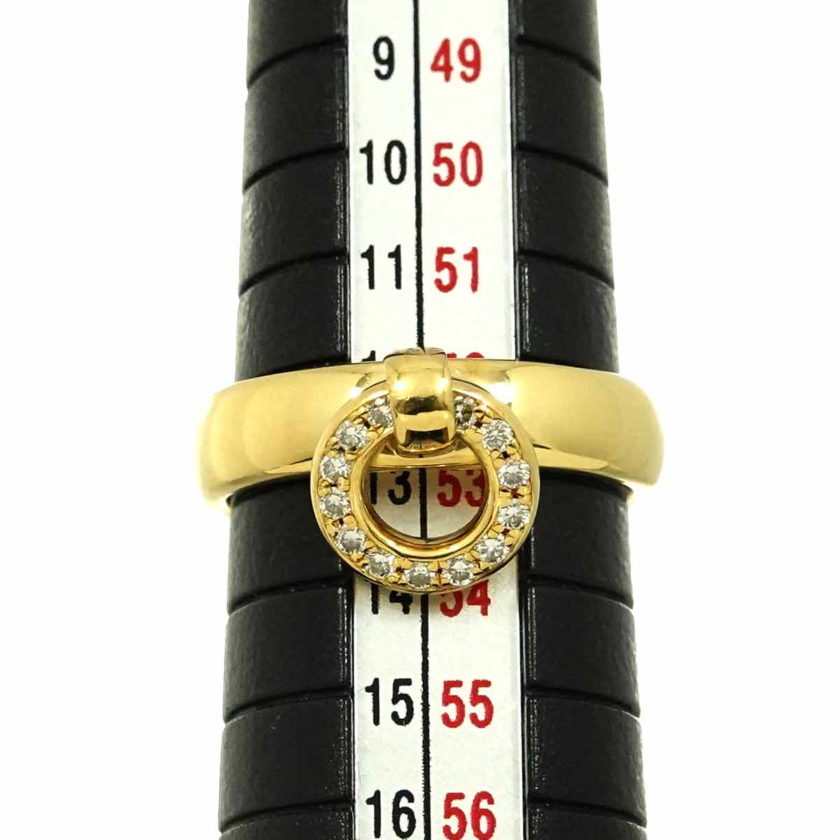 Door knock Diamond Ring 18K YG 750 size6-6.25(US)