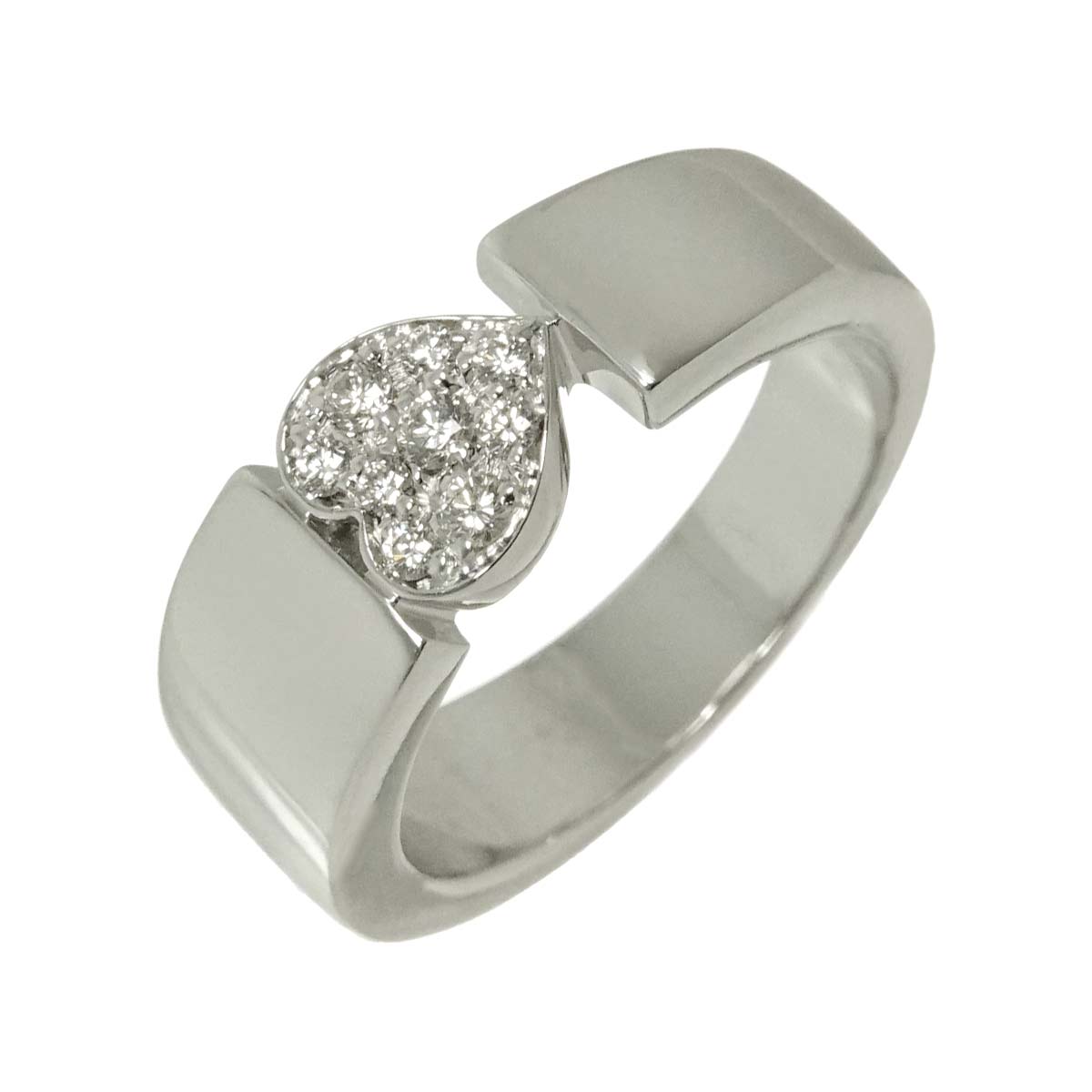 Heart Diamond Ring 18K WG 750 size50 4.75-5(US)