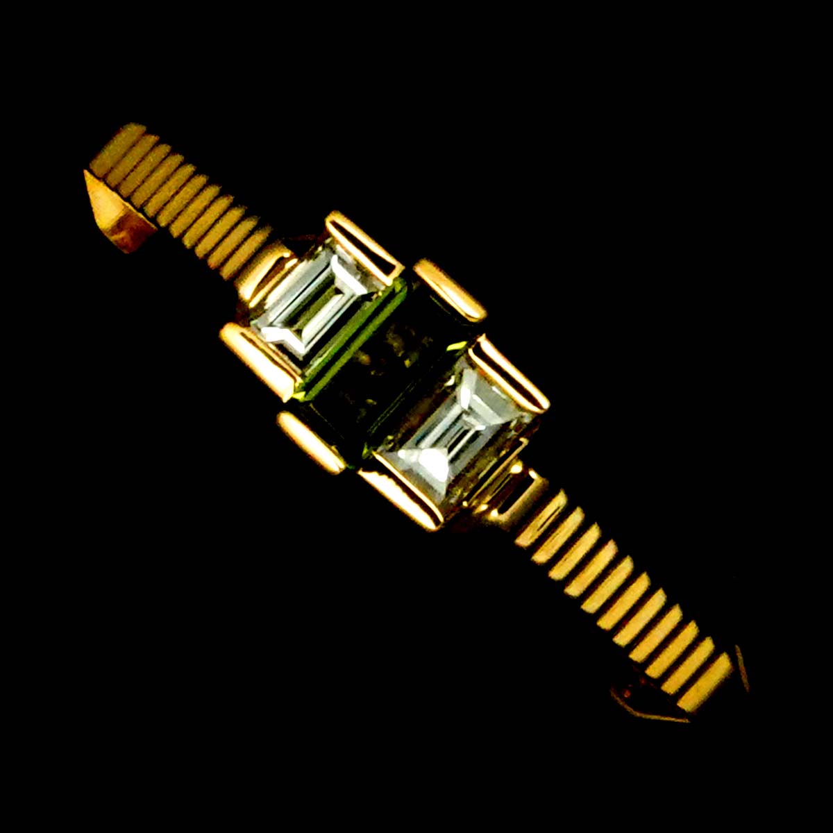 LinktoLove Tourmaline Diamond Ring 18K YG 750 Size6 3.25-3.75(US)