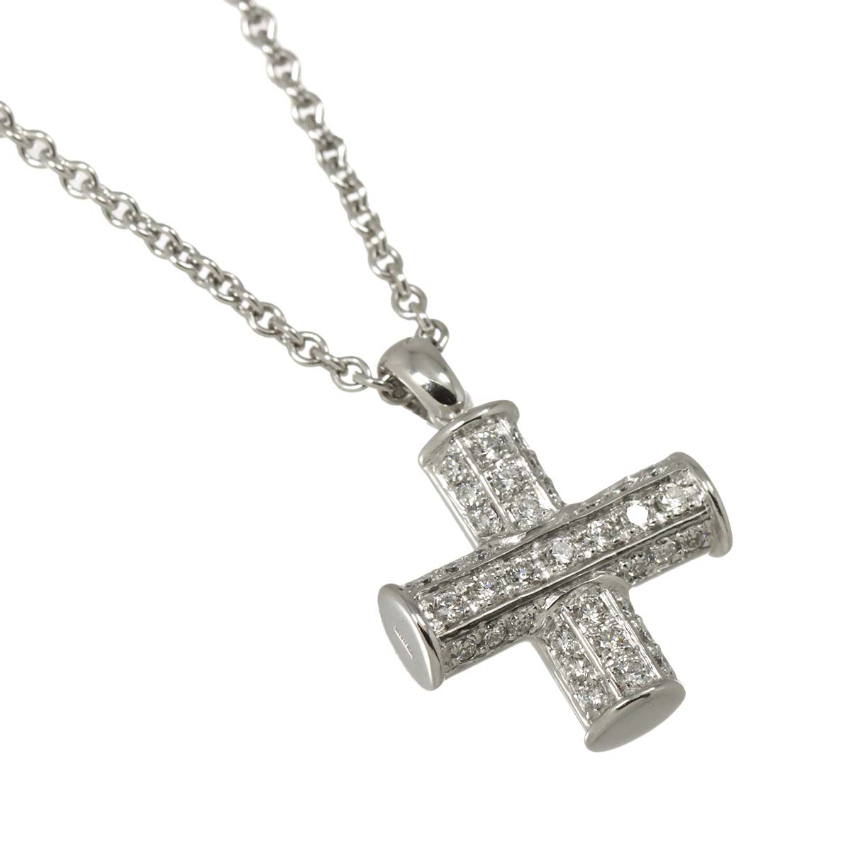 Cross Diamond Necklace K18 18K WG White Gold 750