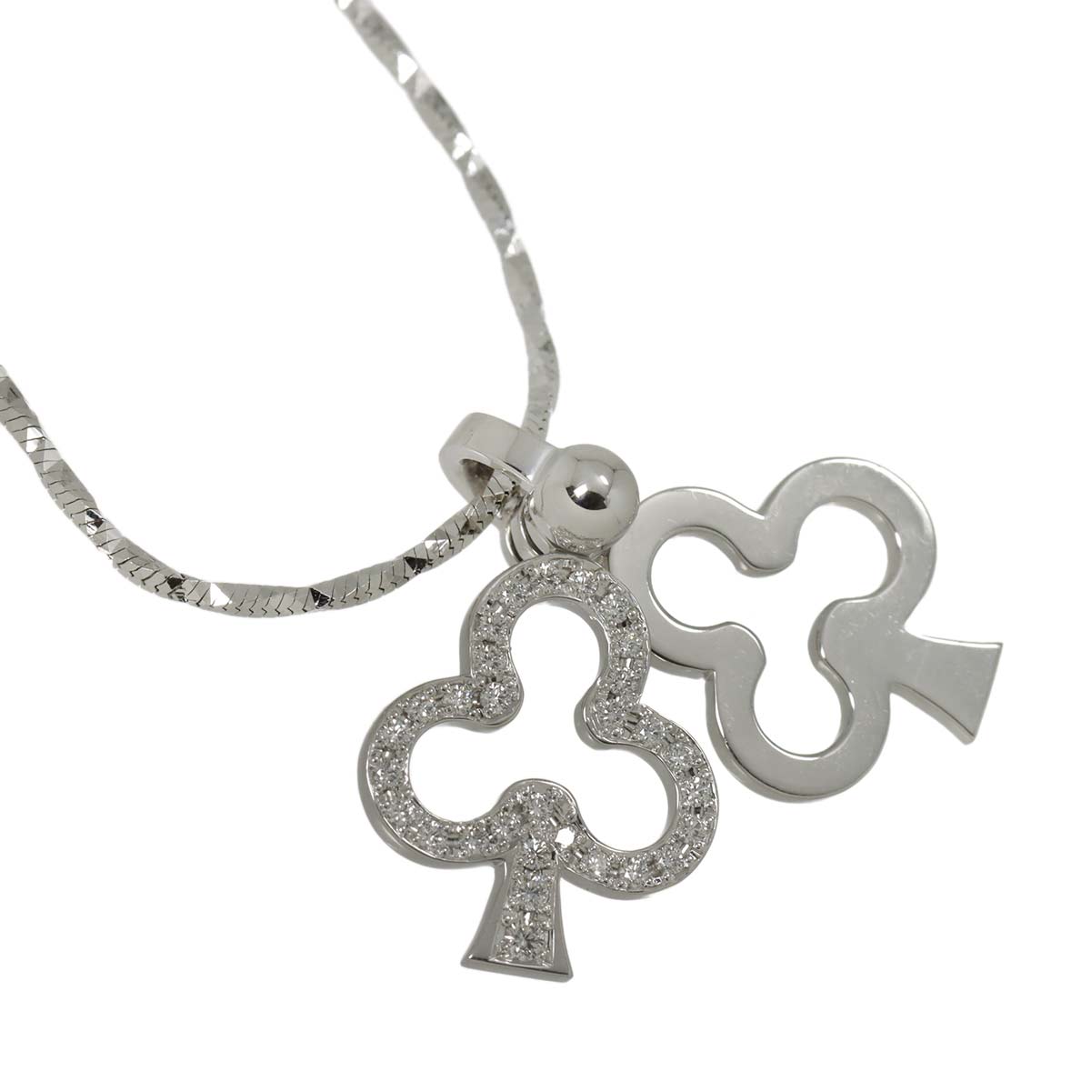 Clover Diamond 0.23ct Necklace 18K White Gold 750