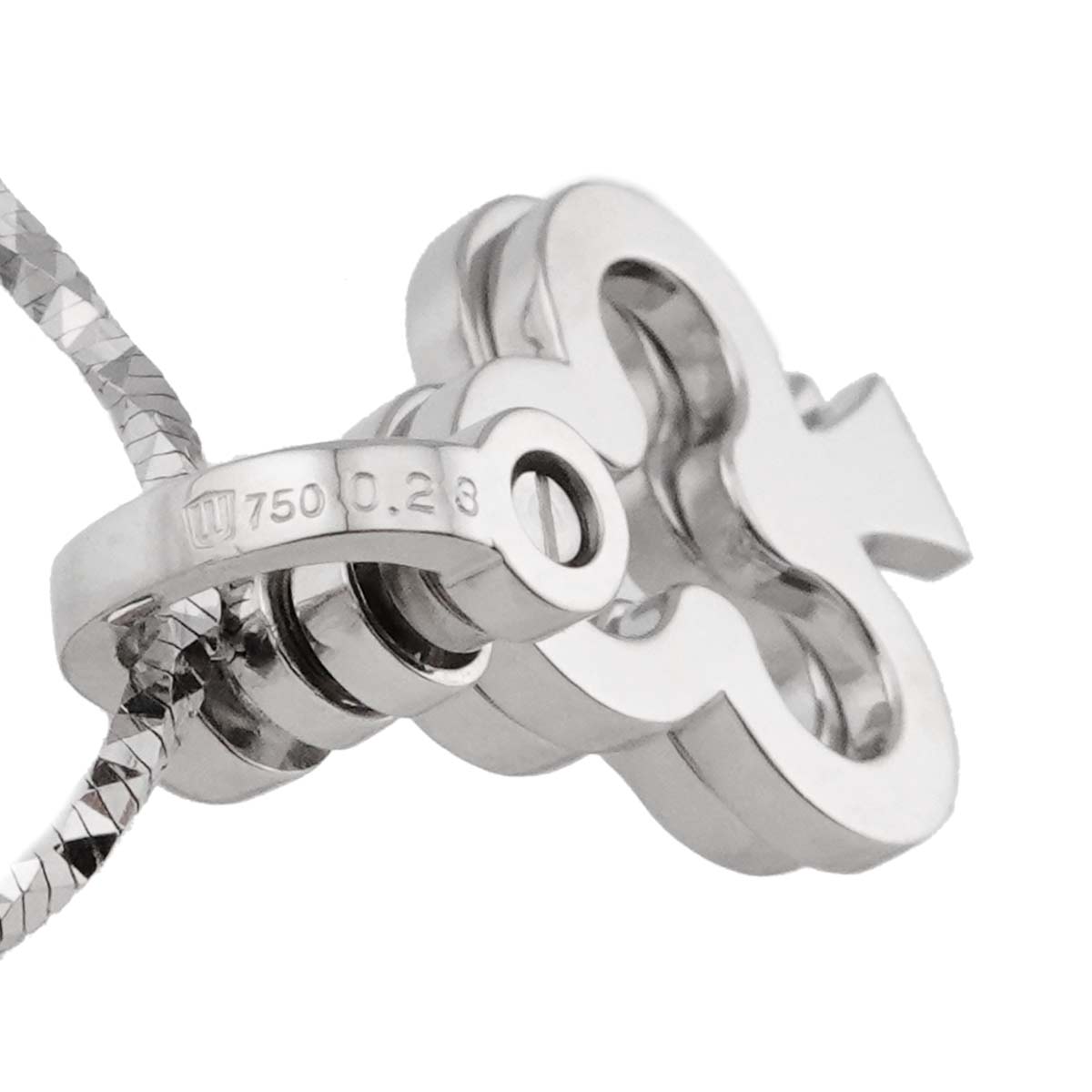 Clover Diamond 0.23ct Necklace 18K White Gold 750