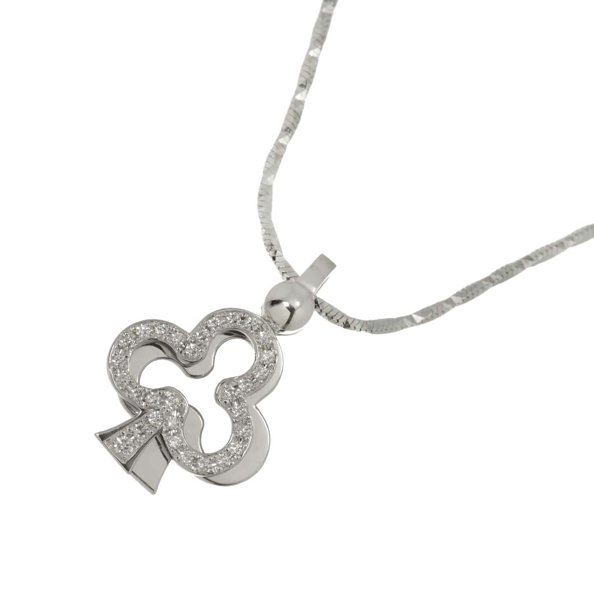 Clover Diamond 0.23ct Necklace 18K White Gold 750