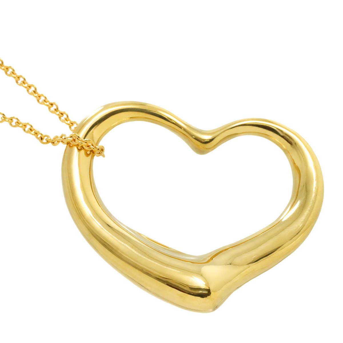 Open Heart Long Necklace 18K Yellow Gold 750