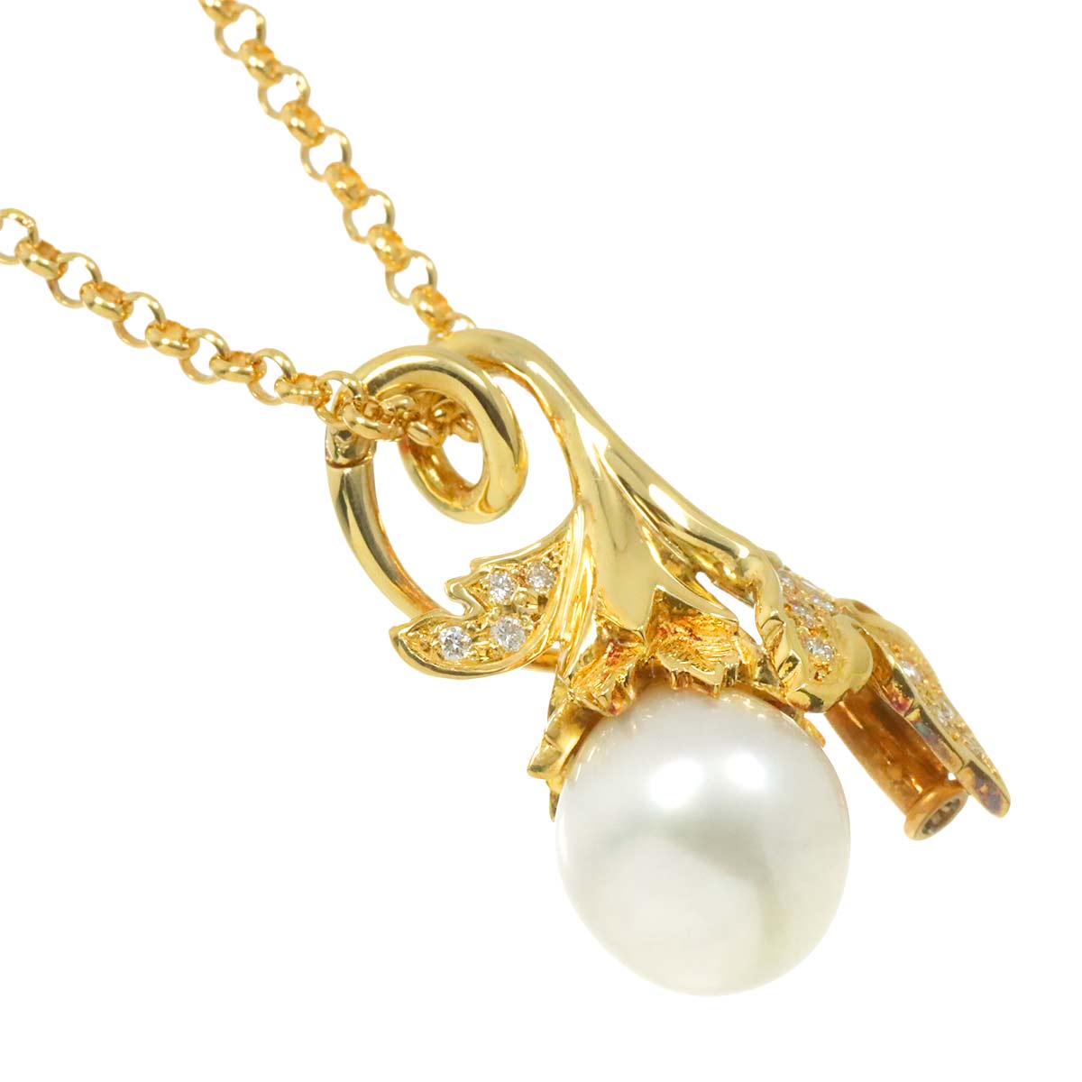 South Sea pearl 11.5mm Diamond Necklace 18K Yellow Gold 750