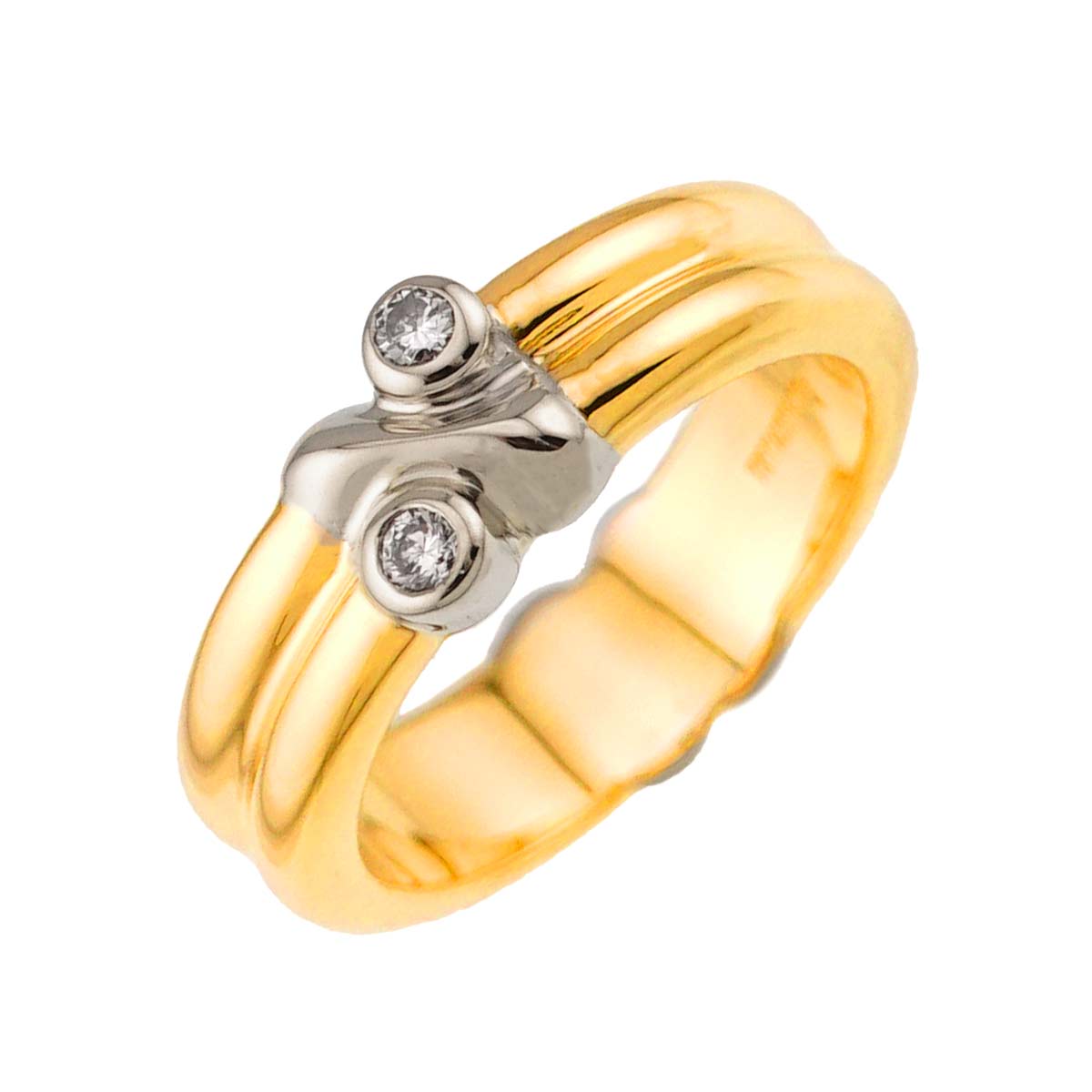 Signature Diamond Ring 18K YG WG 750 Size3.75-4(US)