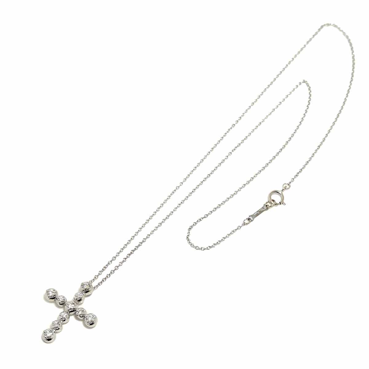 Jazz Cross Diamond Necklace 18K White Gold 750