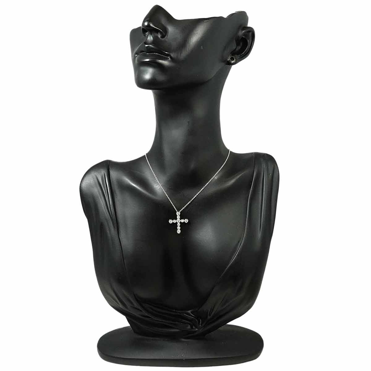 Jazz Cross Diamond Necklace 18K White Gold 750