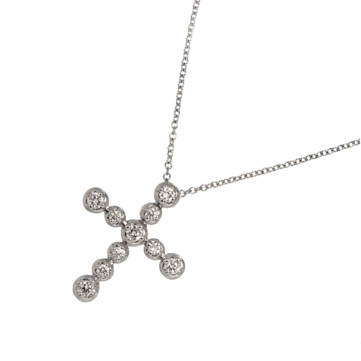 Jazz Cross Diamond Necklace 18K White Gold 750