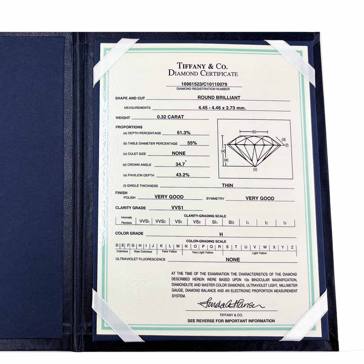 Diamond 0.32ct H/VVS1 Ring Platinum Size4.5(US)