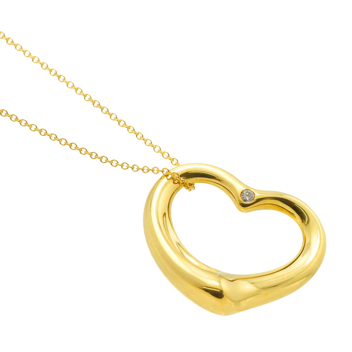 Open Heart Diamond Necklace 18K Yellow Gold 750