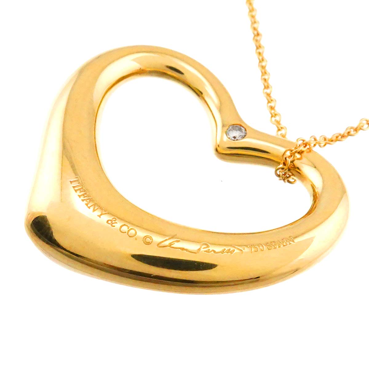 Open Heart Diamond Necklace 18K Yellow Gold 750
