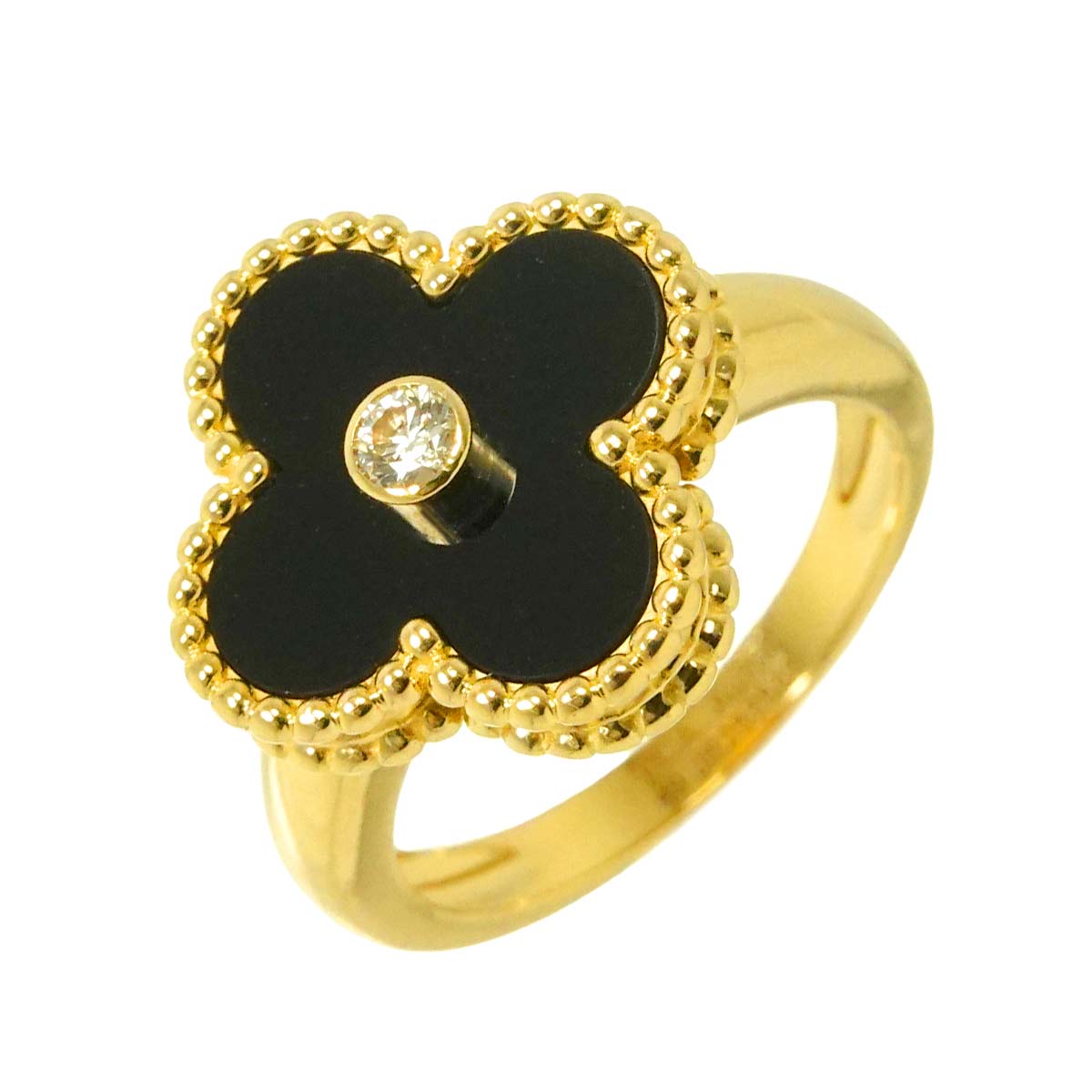 Alhambra onyx Diamond Ring 18K YG size49 4.75-5(US)