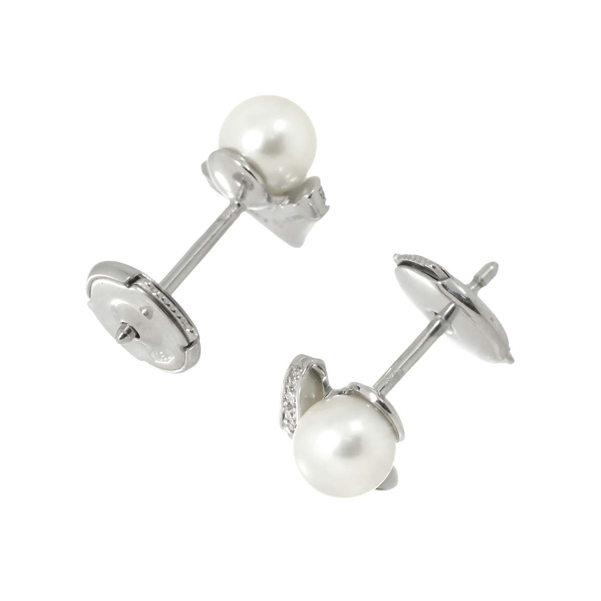 Josephine Akoya Pearl Diamond Earrings Pierced 18K WG 750
