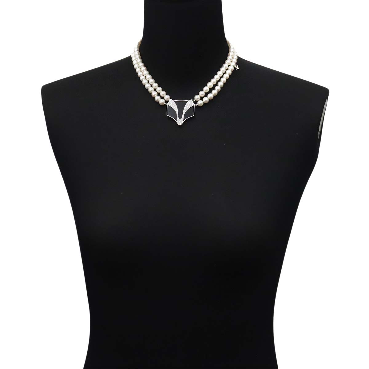 South Sea pearl Diamond Onyx Necklace 14K WG 585