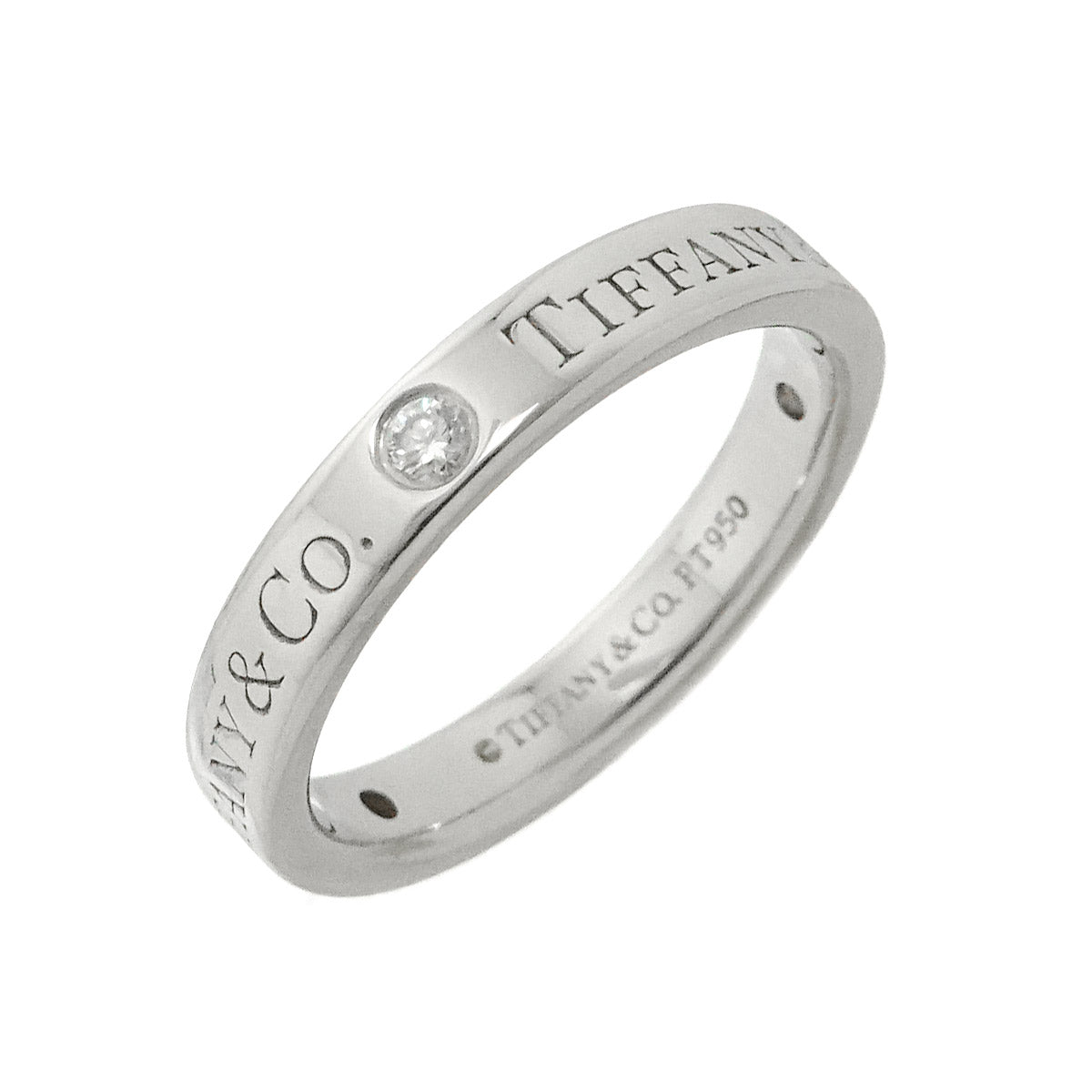 Flat Band Ring Diamond 3P Platinum Size3.75-4(US)