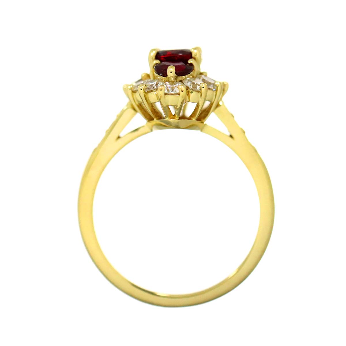 Ruby 1.45ct Diamond 1.04ct Ring 18K Yellow Gold 750 6.25-6.5(US)