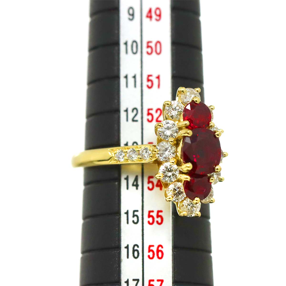 Ruby 1.45ct Diamond 1.04ct Ring 18K Yellow Gold 750 6.25-6.5(US)