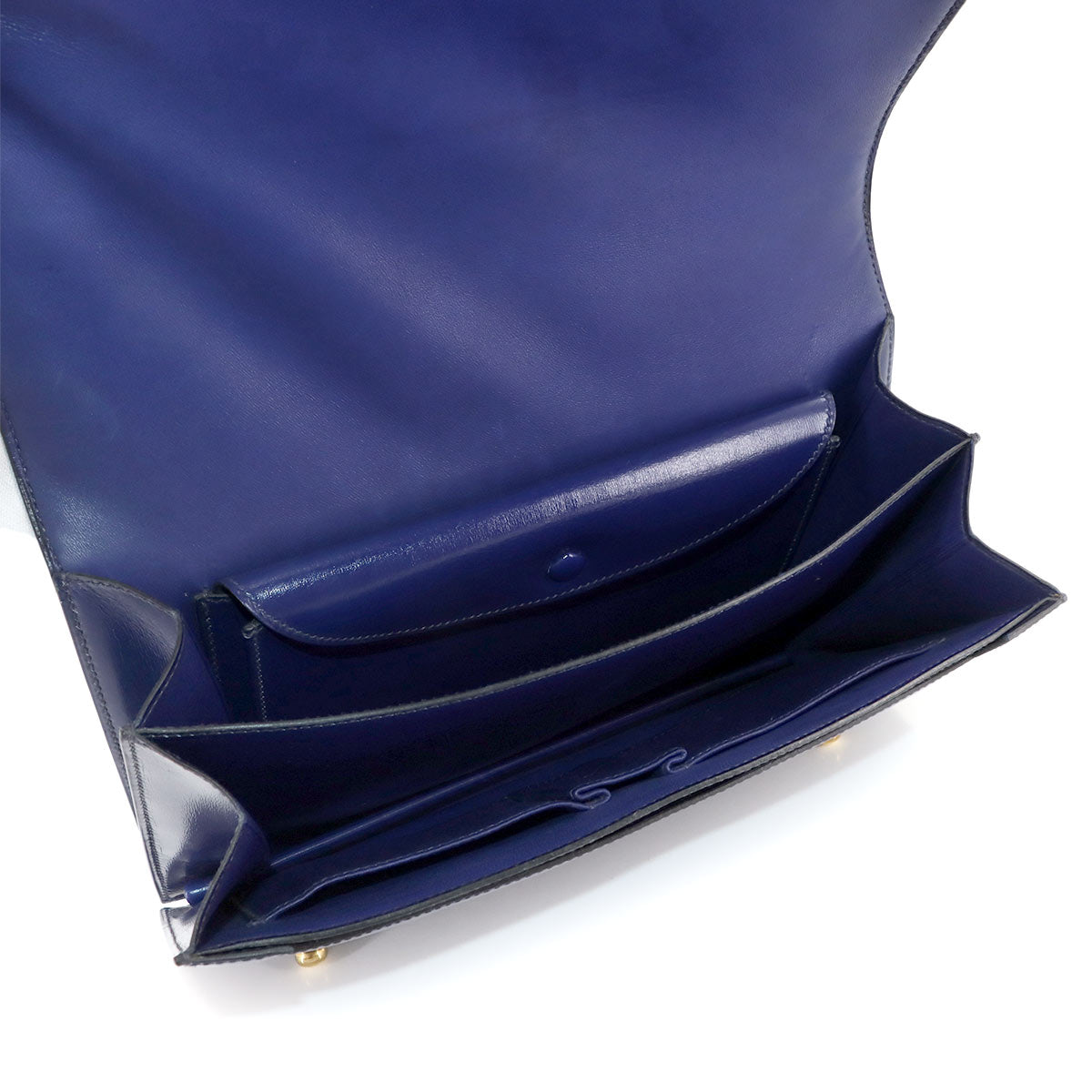 Piano Hand Bag Box Calf Blue Vintage Purse