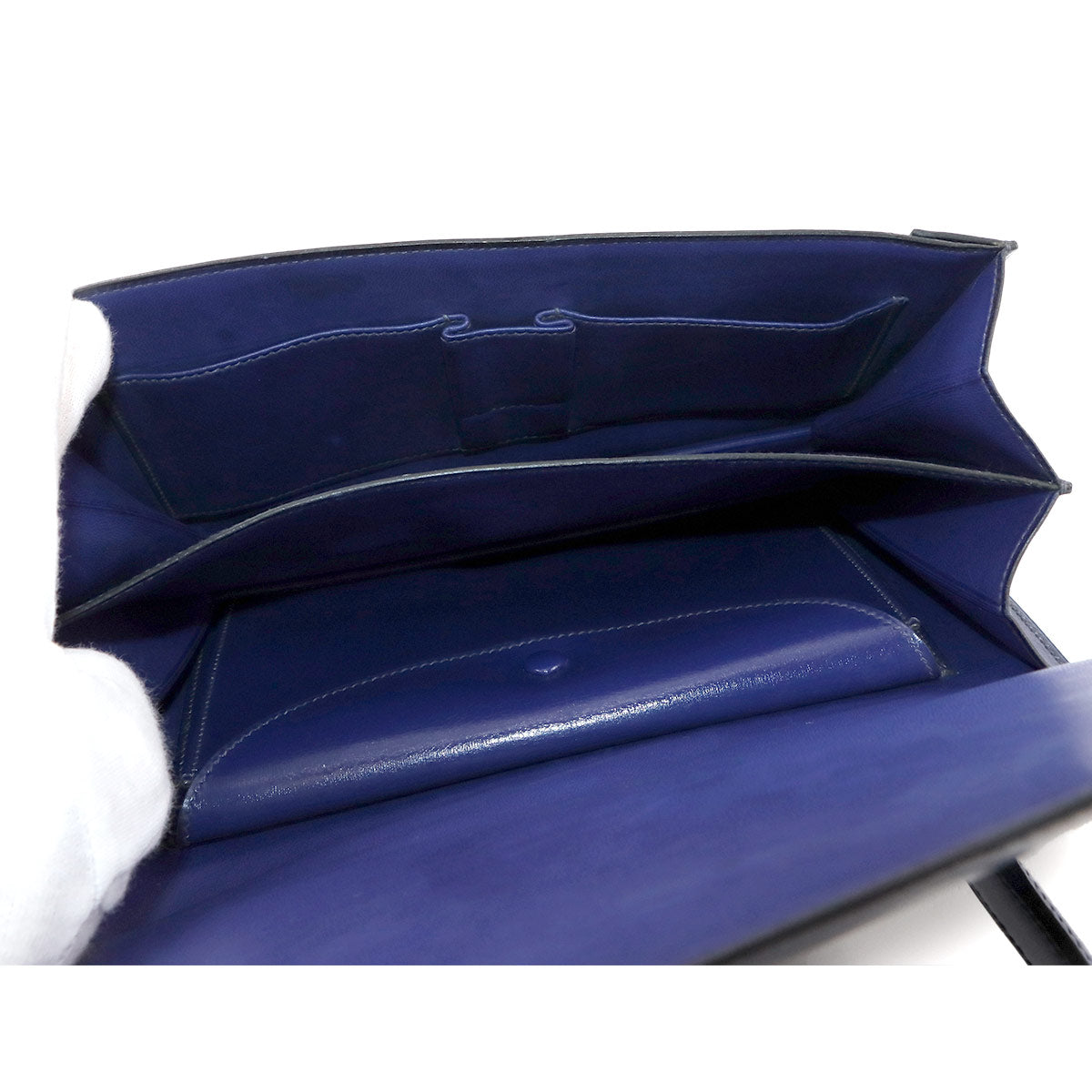 Piano Hand Bag Box Calf Blue Vintage Purse