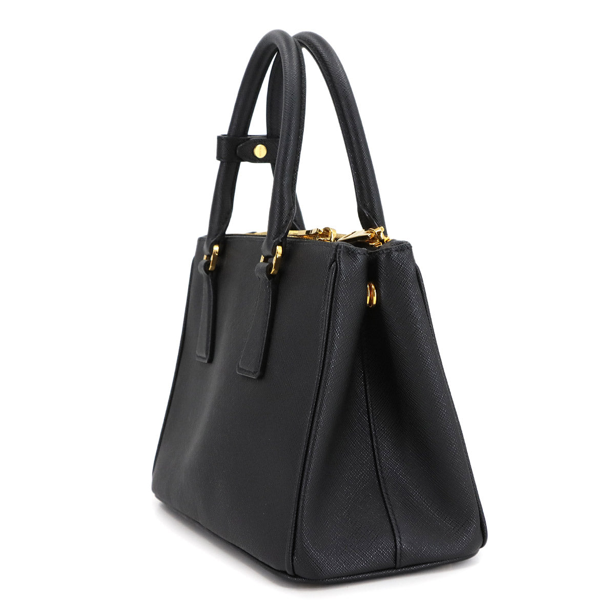 Galleria Small Hand Shoulder Bag Saffiano Leather Black 1BA896