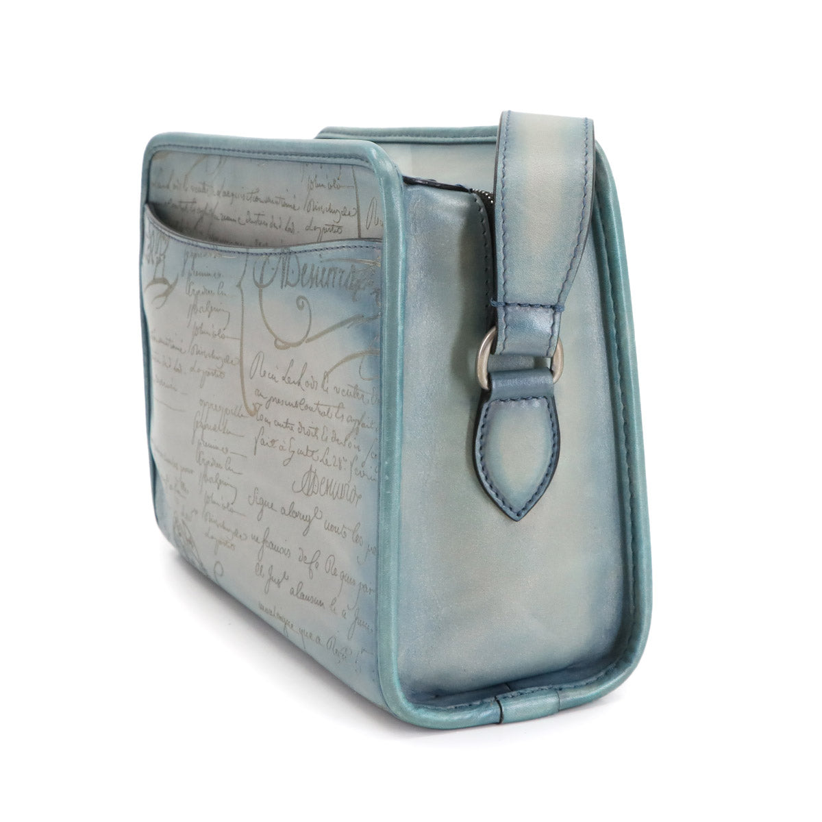 Journalier Messenger Bag Shoulder Scrit Venezia Leather Blue