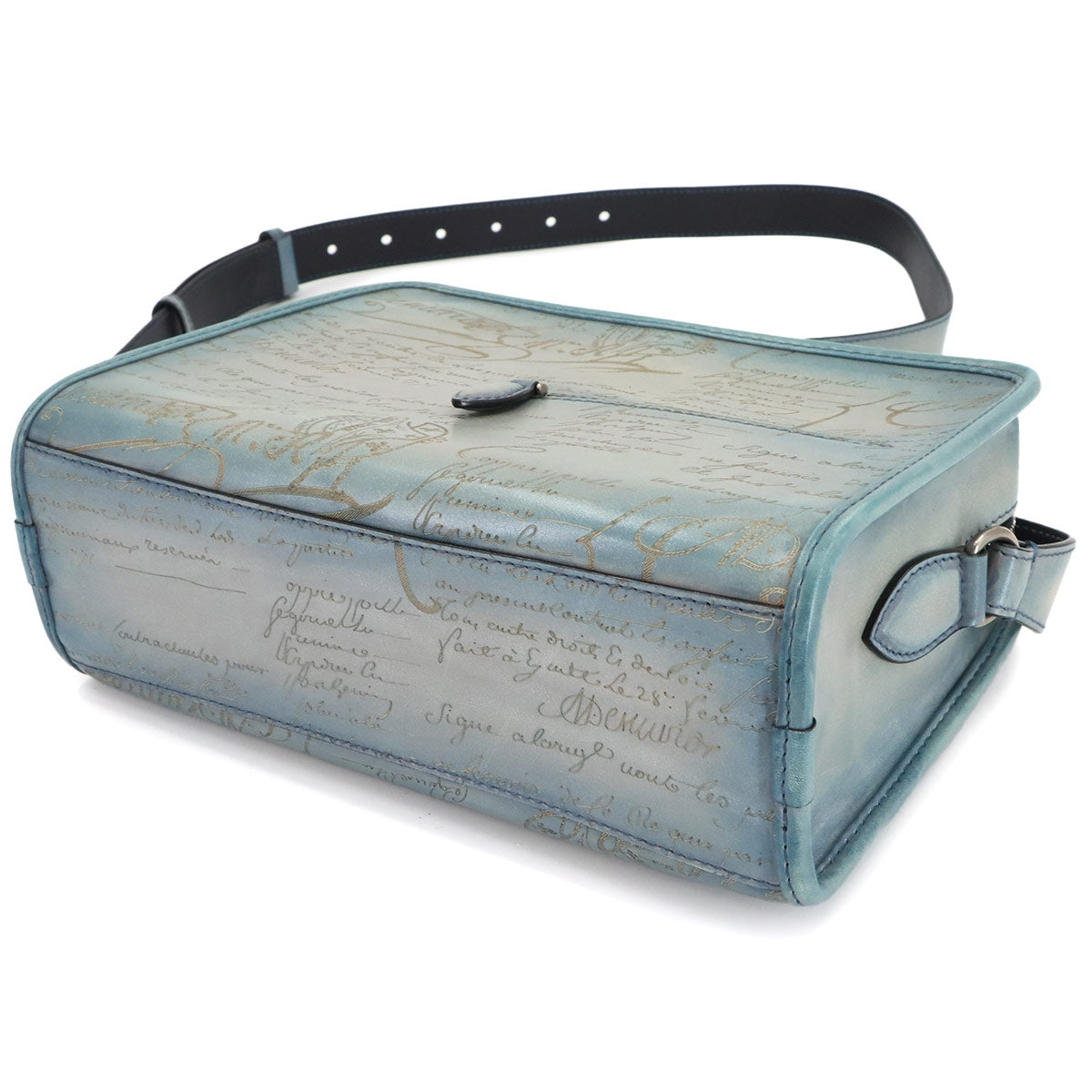 Journalier Messenger Bag Shoulder Scrit Venezia Leather Blue