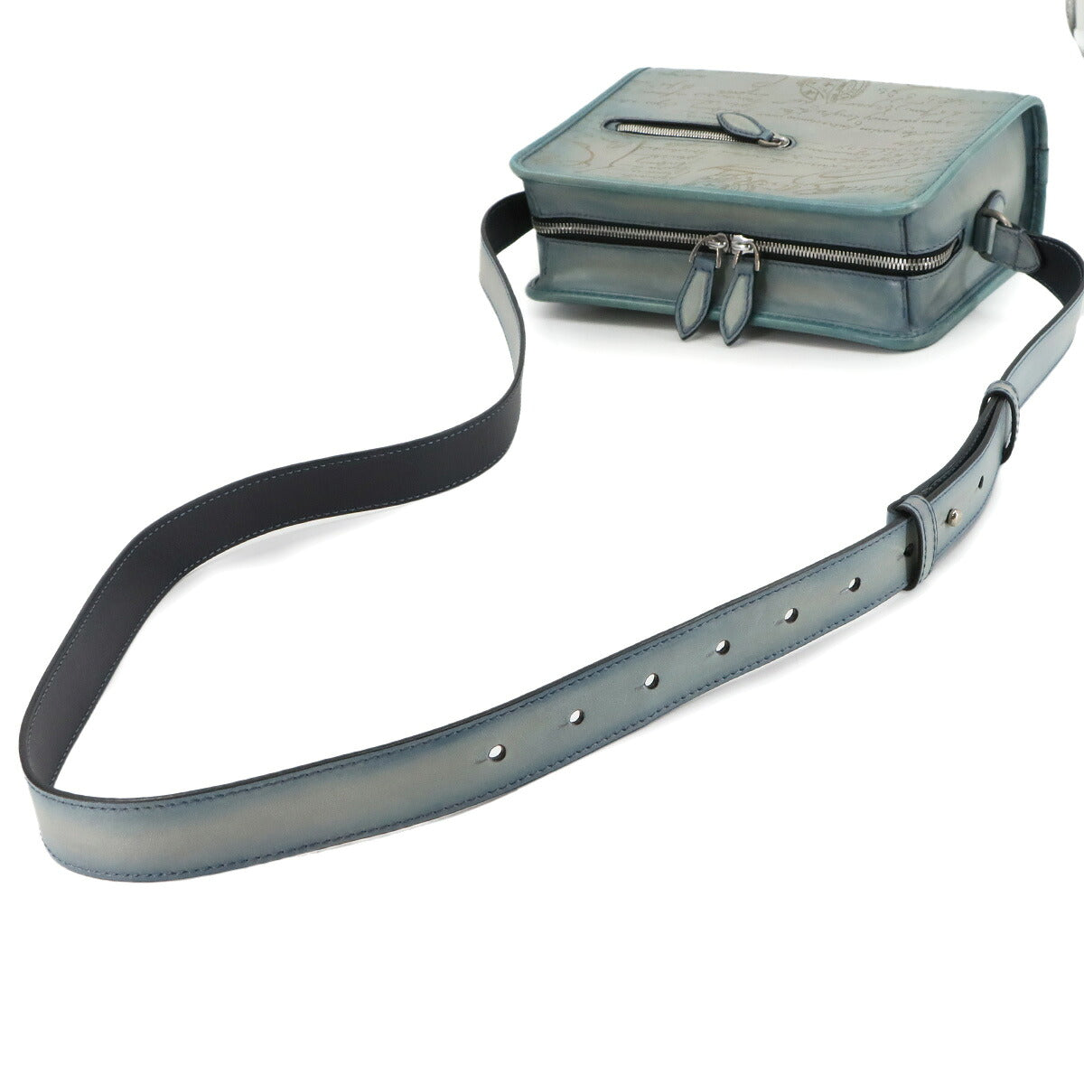 Journalier Messenger Bag Shoulder Scrit Venezia Leather Blue