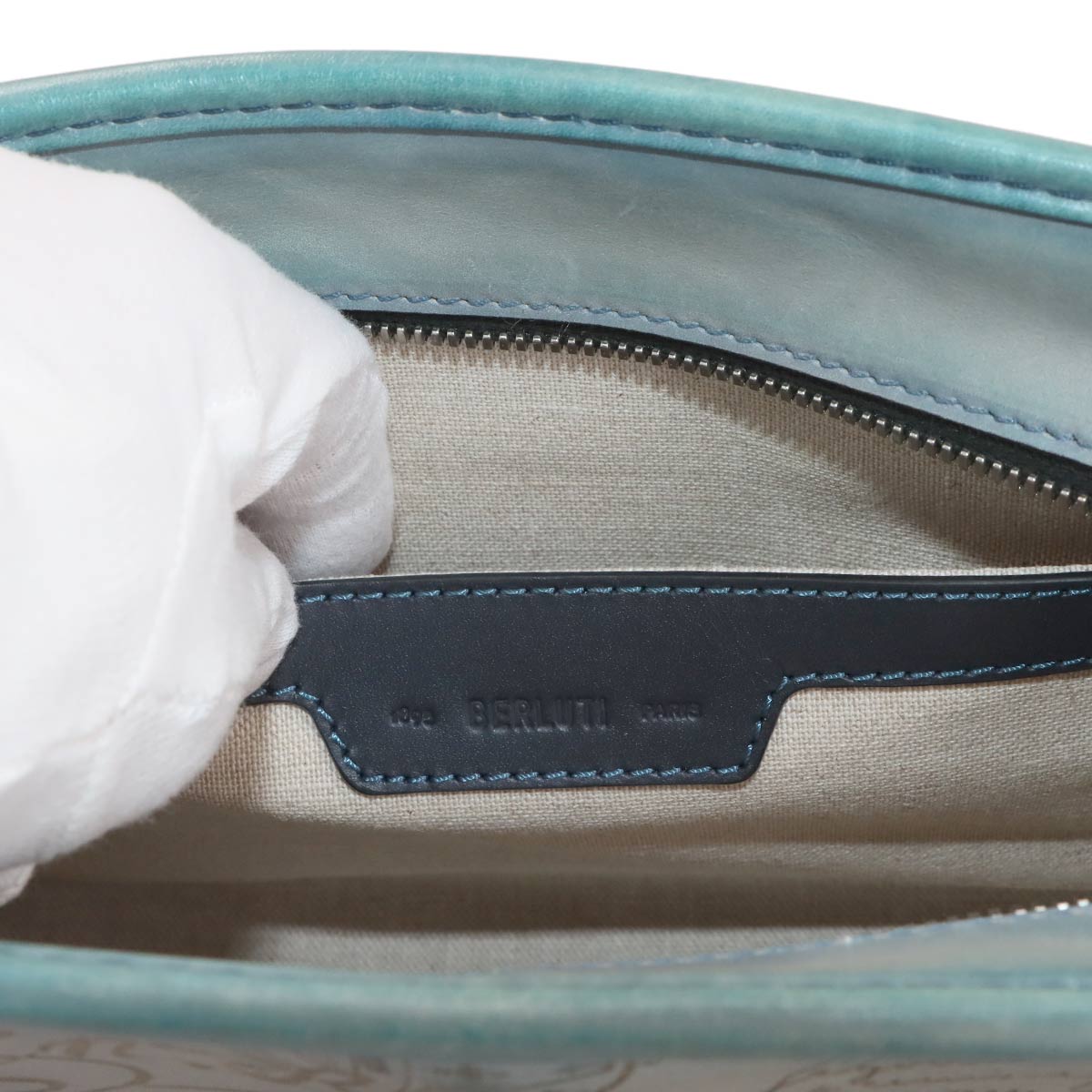 Journalier Messenger Bag Shoulder Scrit Venezia Leather Blue