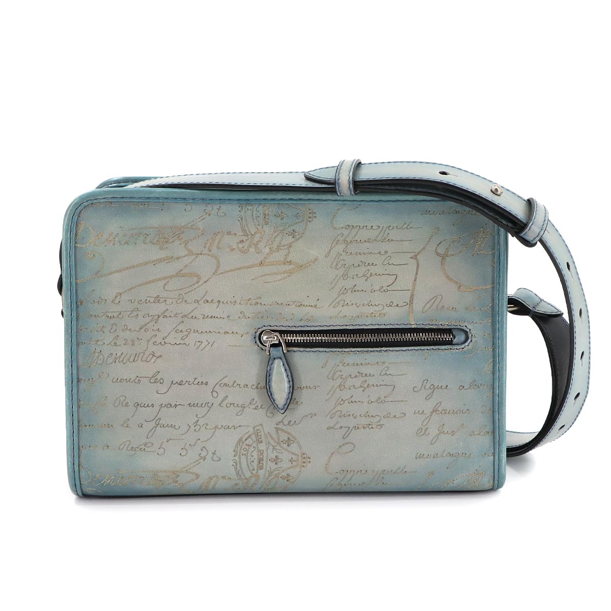 Journalier Messenger Bag Shoulder Scrit Venezia Leather Blue