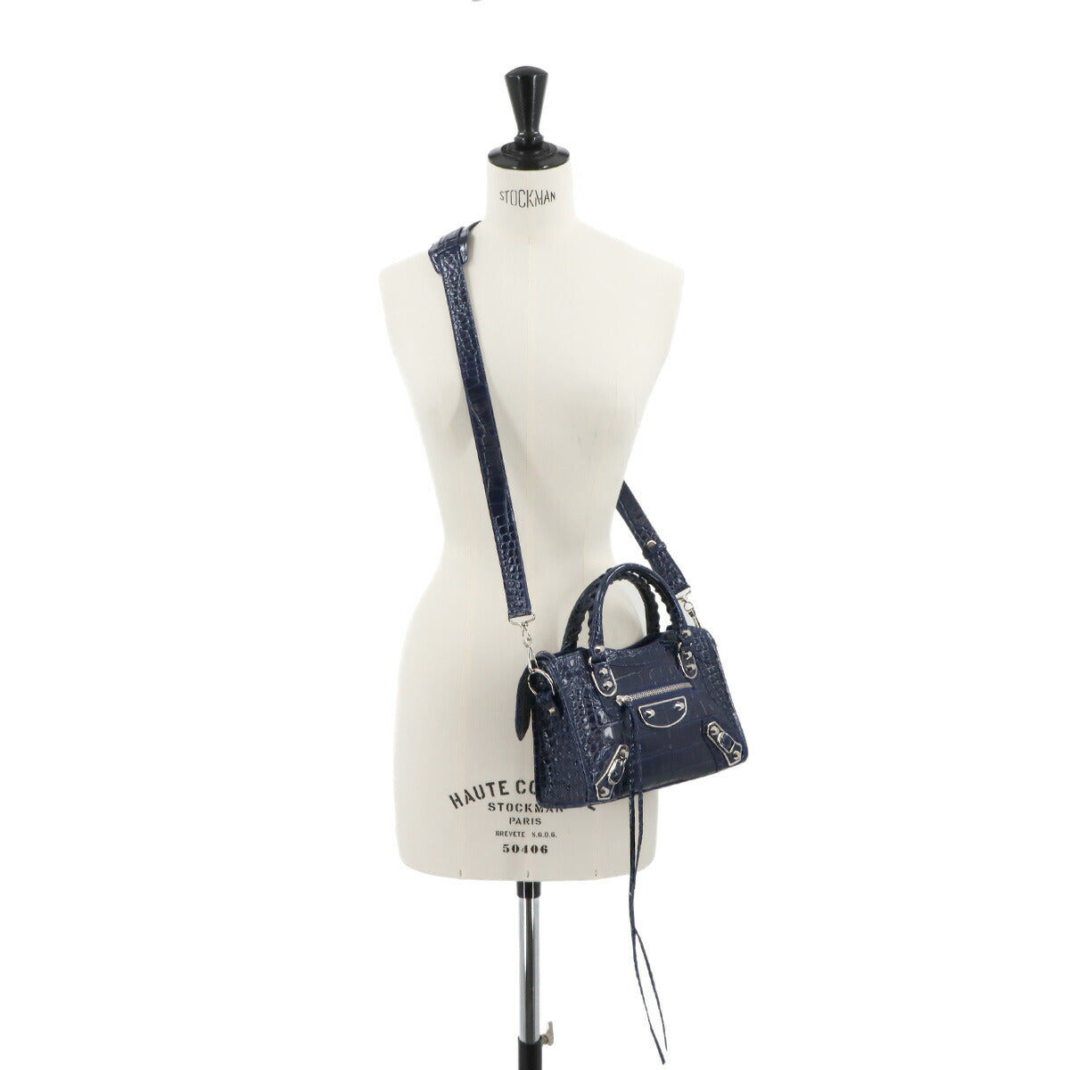 Classic Metalic Edge Mini City Hand Shoulder Bag Navy