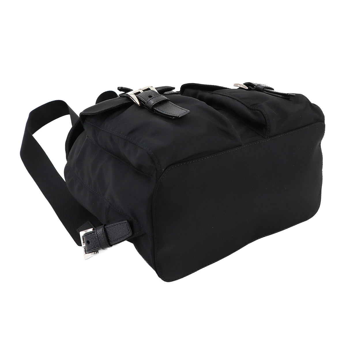 Small Backpack Nylon Saffiano Leather Black 1BZ677 Purse