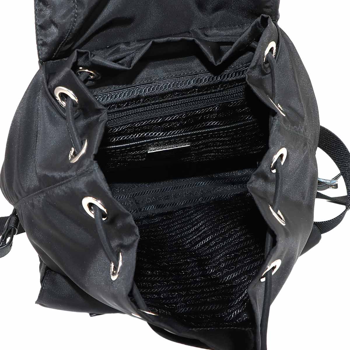 Small Backpack Nylon Saffiano Leather Black 1BZ677 Purse