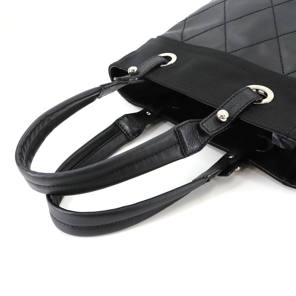 Paris Biarritz PM Tote Bag PVC Nylon Leather Black A34208 Purse