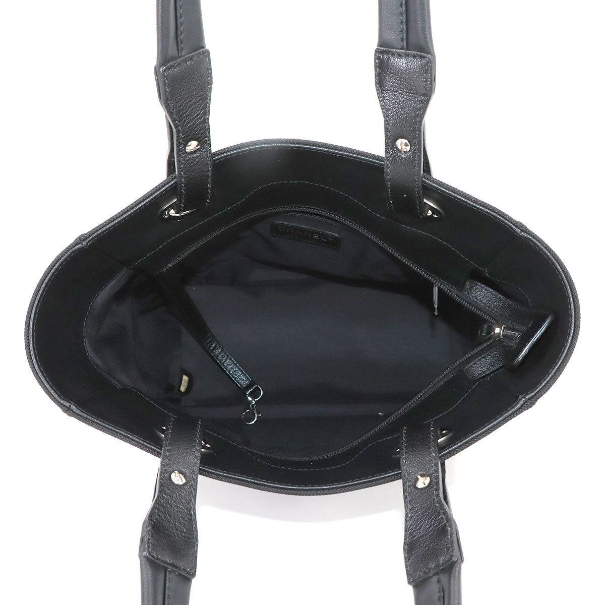 Paris Biarritz PM Tote Bag PVC Nylon Leather Black A34208 Purse