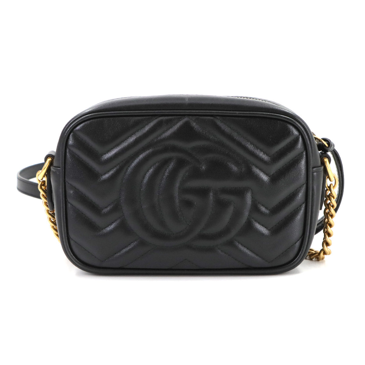 GG Marmont Quilting Mini Chain Shoulder Bag Leather Black 448065