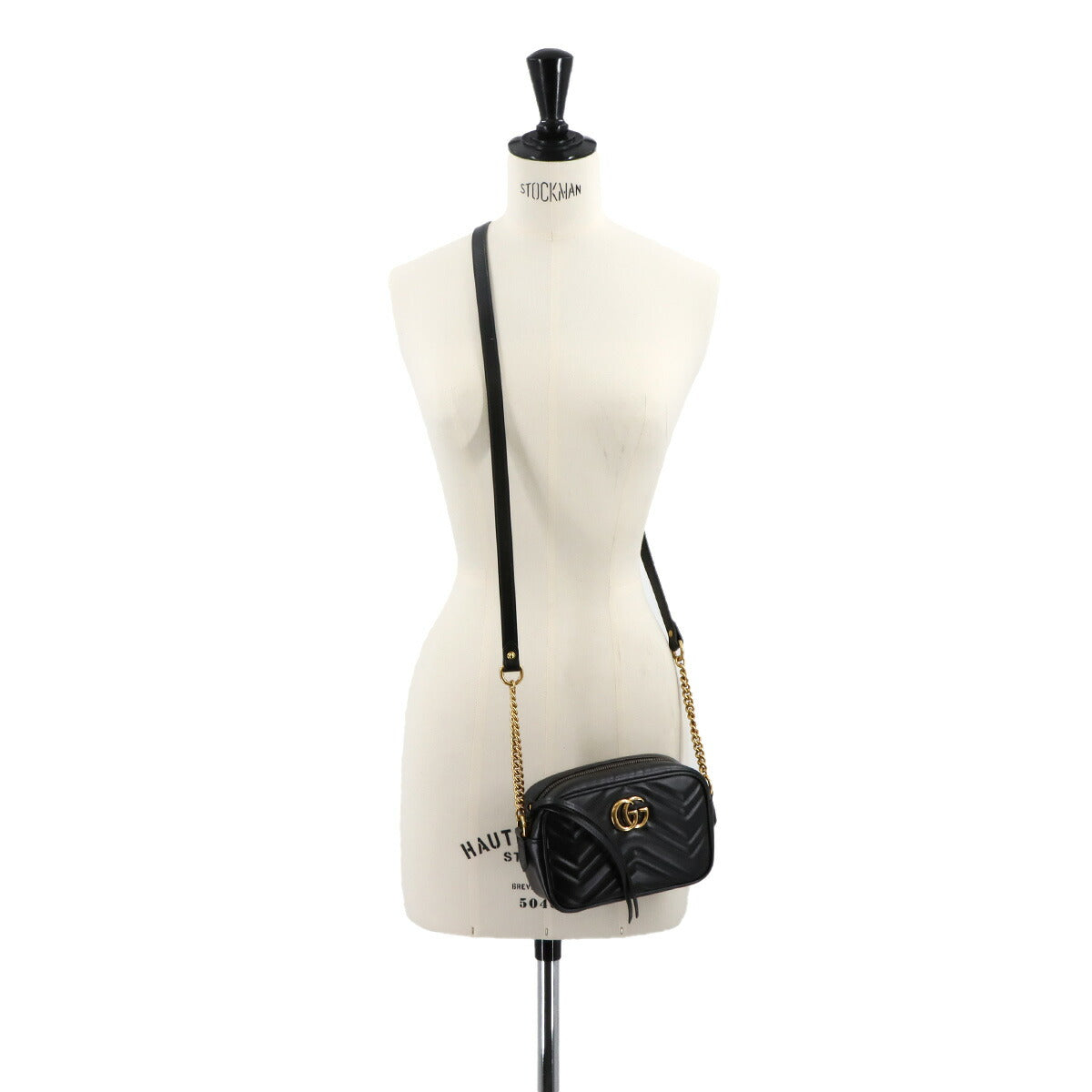 GG Marmont Quilting Mini Chain Shoulder Bag Leather Black 448065