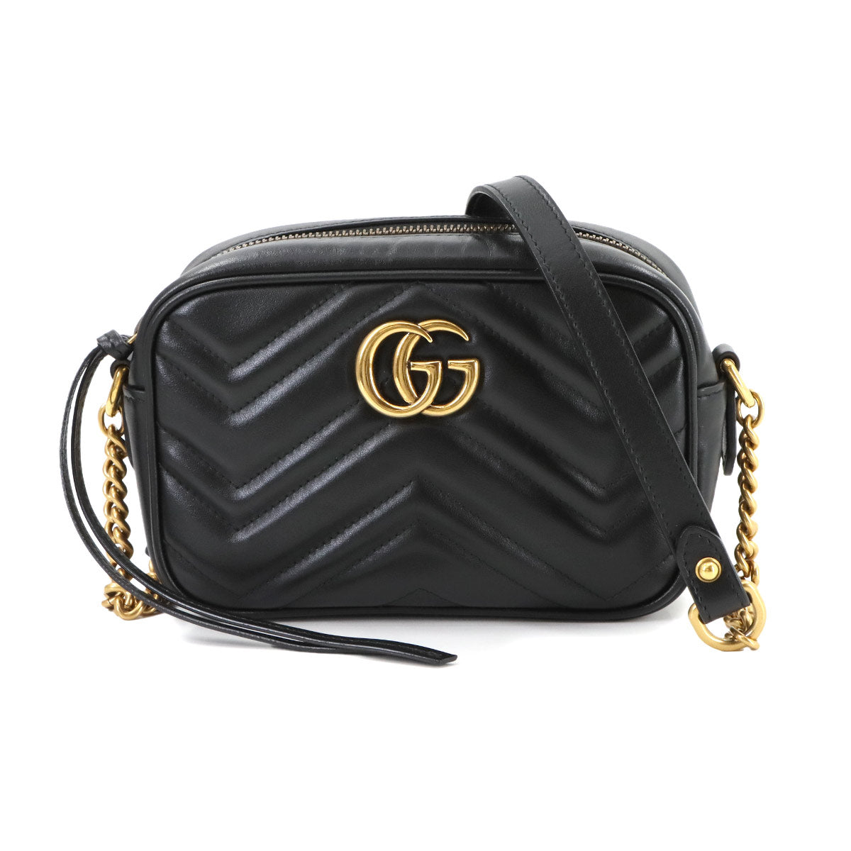 GG Marmont Quilting Mini Chain Shoulder Bag Leather Black 448065