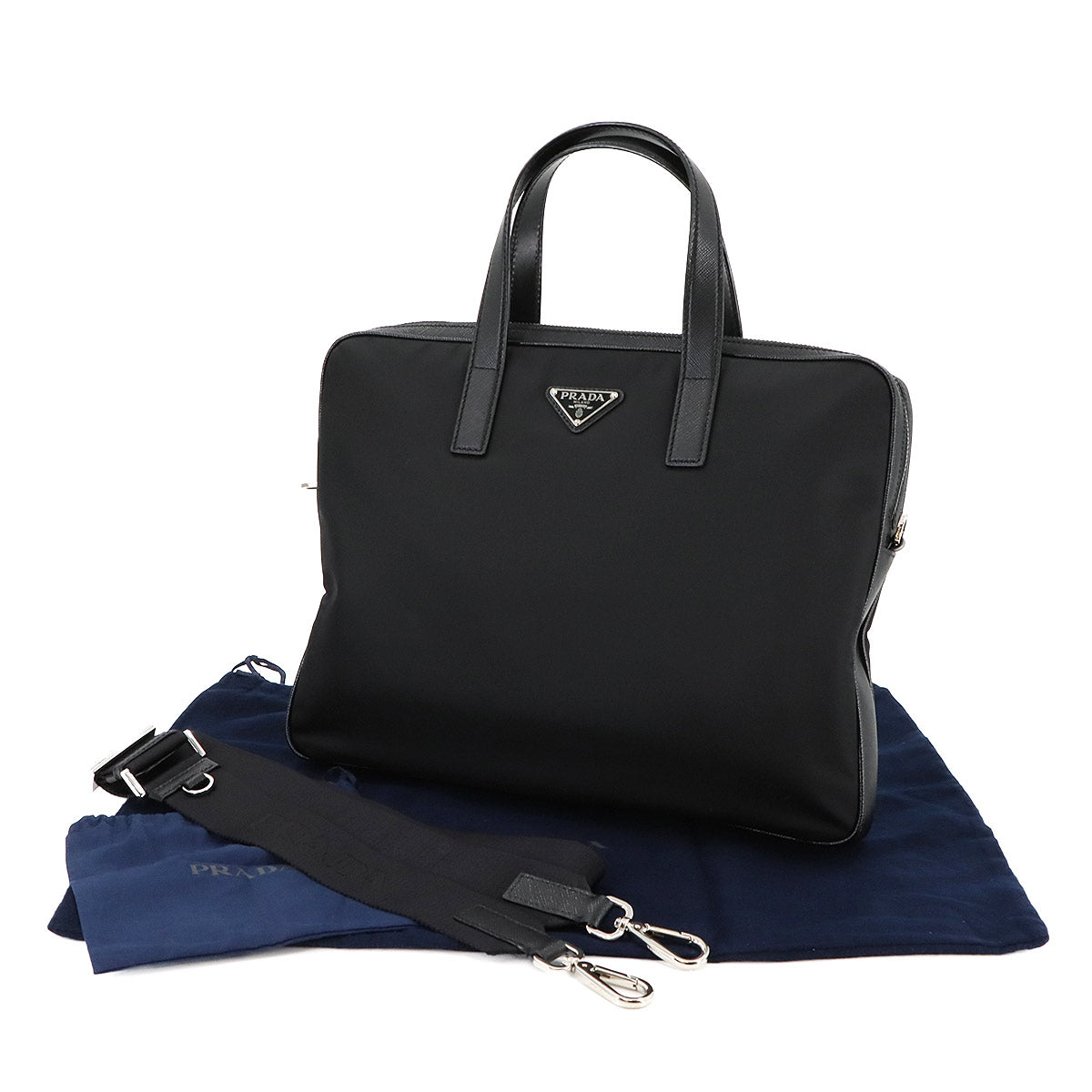 Briefcase Shoulder Bag Nylon Leather Black 2VE368