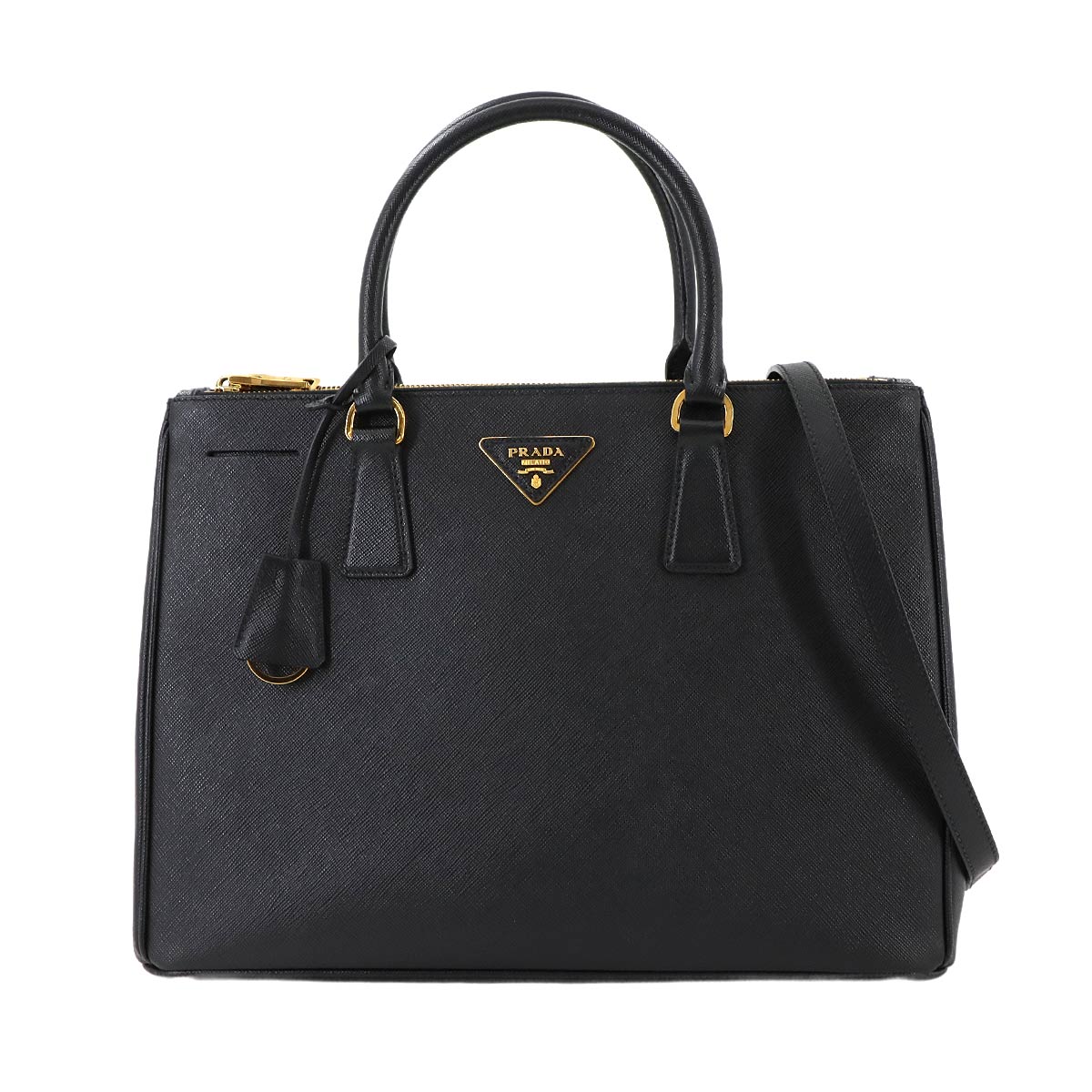 Galleria 2way Tote Shoulder Bag Saffiano Leather Black 1BA274