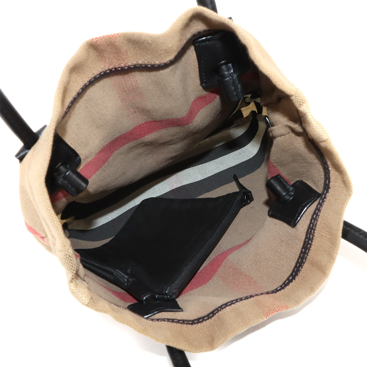 Plaid Tote Bag Canvas Leather Brown Black Brit Check