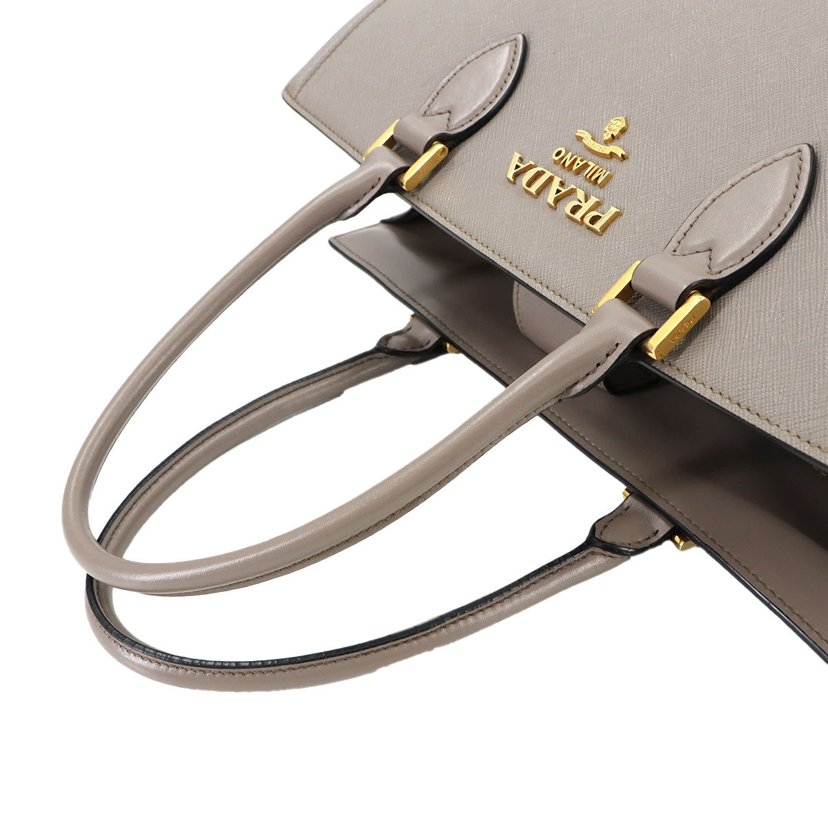 Saffiano 2way Hand Shoulder Bag Leather Gray 1BA228 Purse