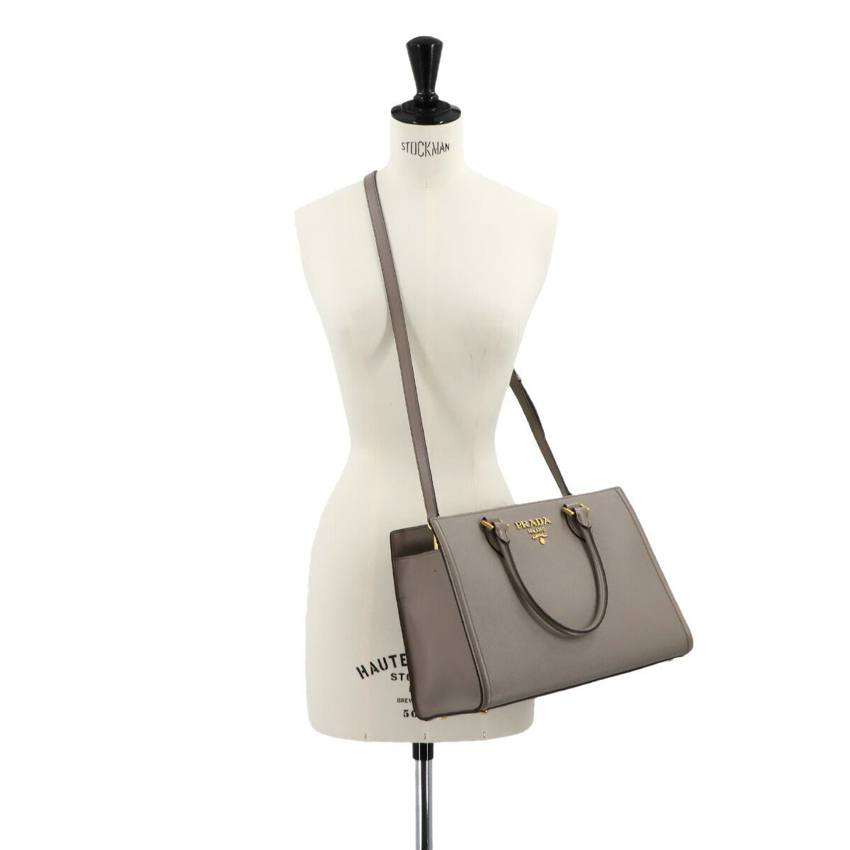 Saffiano 2way Hand Shoulder Bag Leather Gray 1BA228 Purse